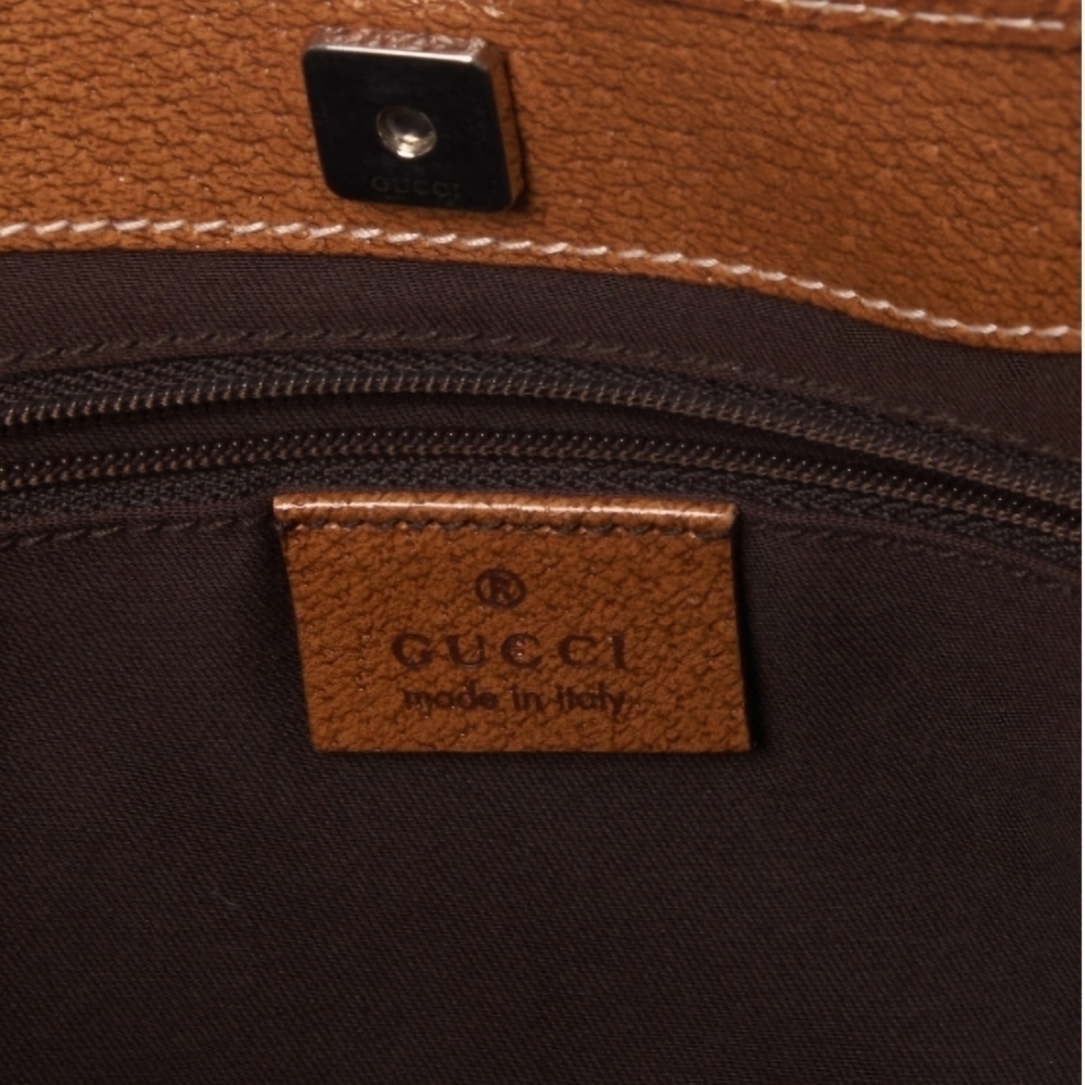 Gucci | Monogram GG Canvas and Brown Leather Tote Shoulder Bag - Picture 8 of 12